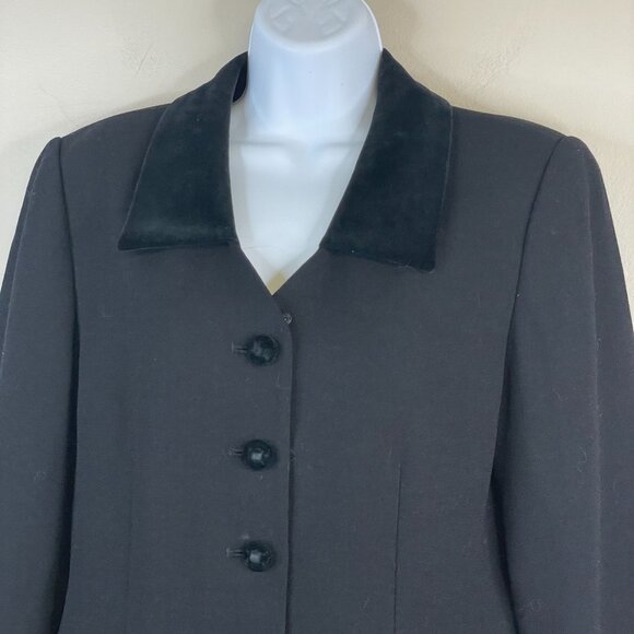 Vintage Equestrian Hunting Wool Blazer 12P Black Velour Collar Old Money Jacket - Picture 2 of 11